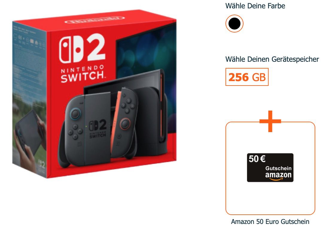 🎮 Nintendo Switch 2 + Vodafone 20GB Allnet für 29,99€ + 100€ Bonus + 50€ Amazon