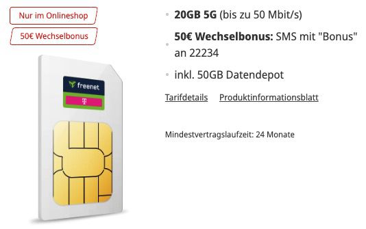 🔥 Telekom Allnet Flat mit 20GB nur 9,99€ mtl. ➡️ Bonus 50€ + 170€ MediaMarkt + 50GB Datendepot