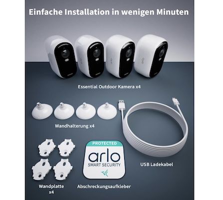 4er Set Arlo Essential 2 HD Akku Überwachungskamera für 180€ (statt 280€)