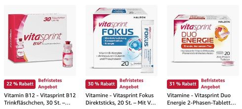 💊 Vitasprint B12 Trinkfläschchen 30 Stück   Vitamin B12 und Eiweiß ab 31,50€ (statt 36€)