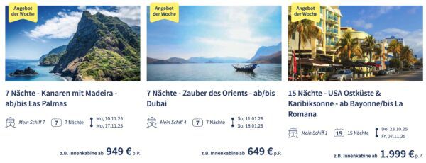 🚢 TUI Cruises Mein Schiff Wochenendangebote 🏝️ z. B. Italiens Sonnenseiten ab 799€ p.P.