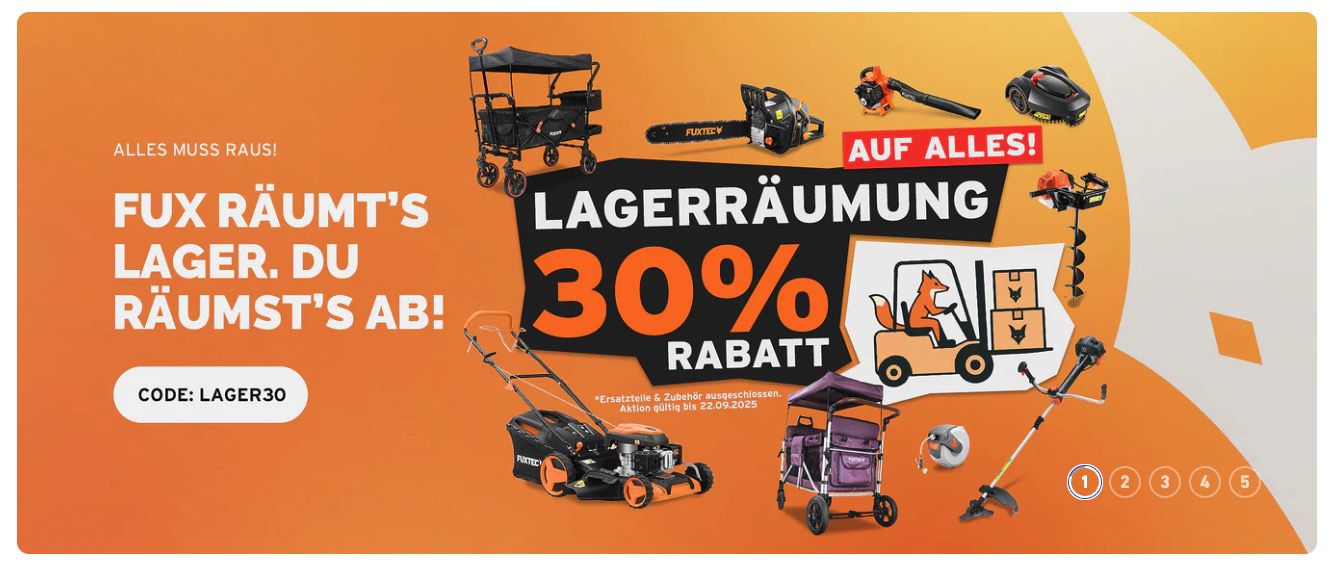 🔥 Fuxtec: 30% Rabatt auf ALLES   z.B. FX CT700 Bollerwagen für 137,20€ (statt 194€)
