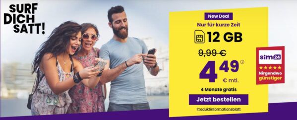📱 sim24 Allnet Flat mit 30GB für nur 5,99€ mtl.   oder 40GB für 7,99€
