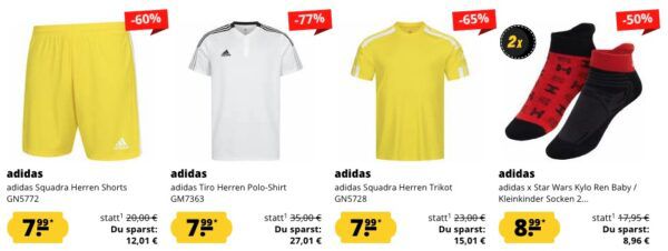 ⚽ adidas Neuheiten Sale bis  79% Sale ab 3,99€ + 5€ Extra Rabatt ab 60€