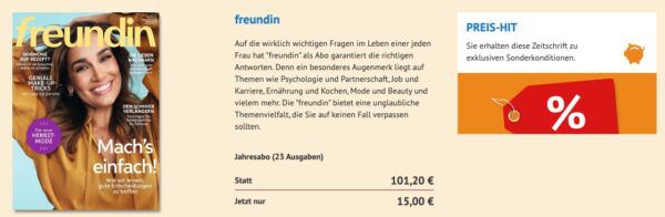 🗞️ Jahresabo freundin - 23 Ausgaben für nur 15€ (statt 101€) 🗞️ Jahresabo freundin   23 Ausgaben für nur 15€ (statt 101€)