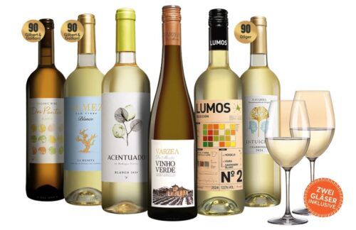 🥂 Vinos Blanco Paket mit 6 Flaschen Weißwein 🍇 inkl. 2 Gläsern ab 25,99€ (statt 58€)