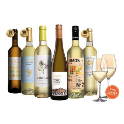 🥂 Vinos Blanco Paket mit 6 Flaschen Weißwein 🍇 inkl. 2 Gläsern ab 25,99€ (statt 58€)