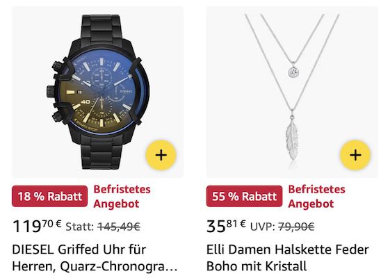 🔥 Amazon: Uhren und Schmuck stark reduziert z.B. Emporio Armani Chronograph für 182€ (statt 315€)