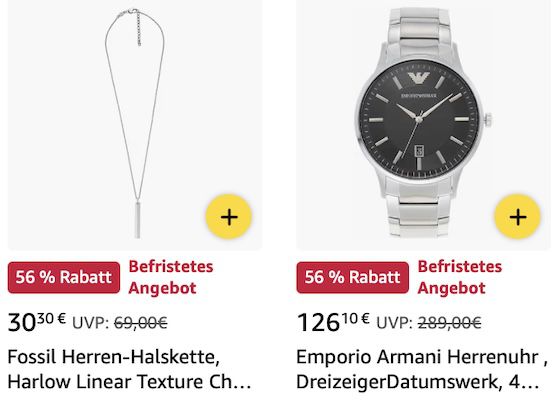 🔥 Amazon: Uhren und Schmuck stark reduziert z.B. Emporio Armani Chronograph für 182€ (statt 315€)