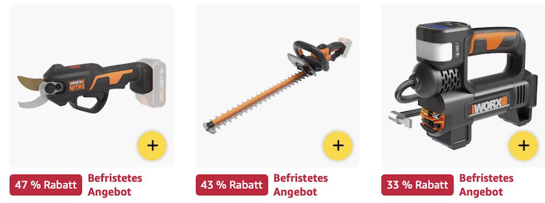 🏡🪴 Amazon: WORX Geräte stark reduziert 👉🏻 Akku-Astschere für 58€ (statt 68€) 🏡🪴 Amazon: WORX Geräte stark reduziert 👉🏻 Akku Astschere für 58€ (statt 68€)