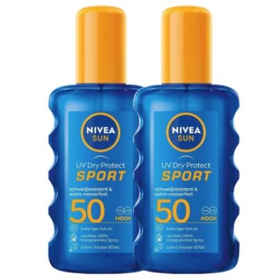 ☀️ 2x NIVEA Sun UV Dry Protect Sport Sonnenspray LSF50 in 200ml ➡️ ab 15,33€ (statt 25€)