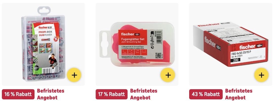 🪛🛠️Amazon: Sale auf Fischer Dübel & Befestigungstechnik z.B. 40x Gipskartondübel für 11€ (statt 16€) 🪛🛠️Amazon: Sale auf Fischer Dübel & Befestigungstechnik z.B. 40x Gipskartondübel für 11€ (statt 16€)