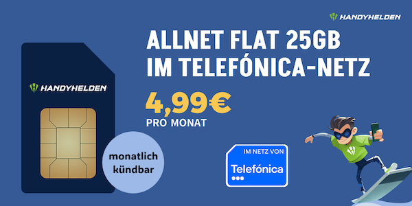 📱 o2 Allnet 25GB 5G für nur 4,99€ mtl. + monatlich kündbar