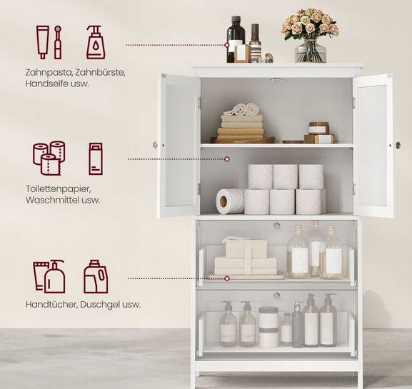 🗄️ Vasagle Badezimmerschrank (30 x 60 x 110 cm) für 57,99€ (statt 74€)