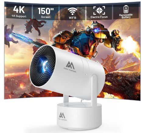 📺 AUBOR MENTECH 1080p Akku Beamer mit WiFi6 & Android für 59,99€ (statt 100€)