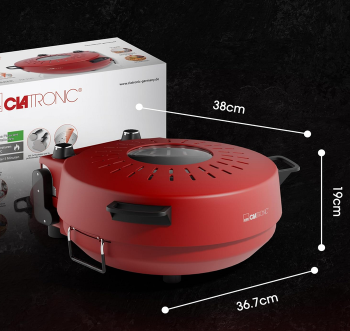 🍕🔥Clatronic PM 3787 Pizzaofen max. 350°C Ø32cm für 40€ (statt 65€)