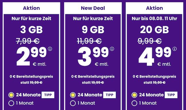 📱 sim24 Allnet Flat mit 9GB für nur 3,99€ mtl.