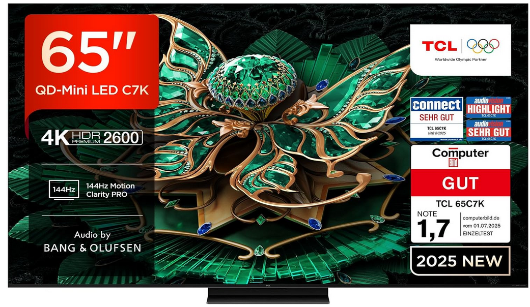 📺 TCL C7K   65 Zoll QD Mini LED Google TV 144Hz für 828,90€ (statt 999€)
