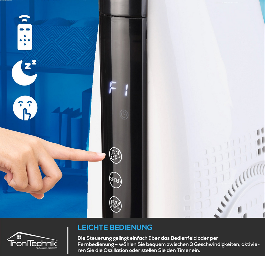 🥶Tronitechnik TUV05 Turm  Standventilator 88cm 50Watt für 49,99€ (statt 60€)