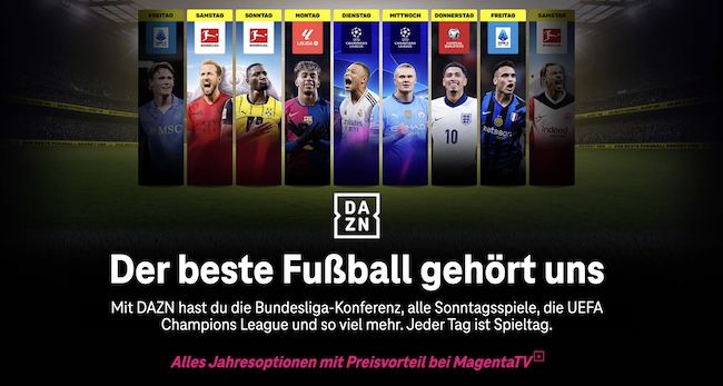 📺⚽️ MagentaTV: 12 Monate DAZN Unlimited für 29€ mtl. (statt 35€)