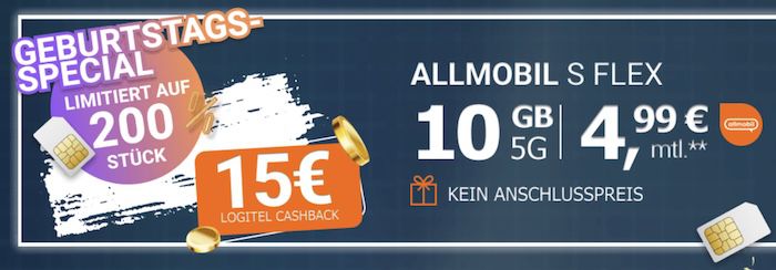 💸 3 Monate eff. GRATIS 📲 Vodafone Allnet 10GB für 4,99€ mtl. + 15€ Cashback   monatlich kündbar