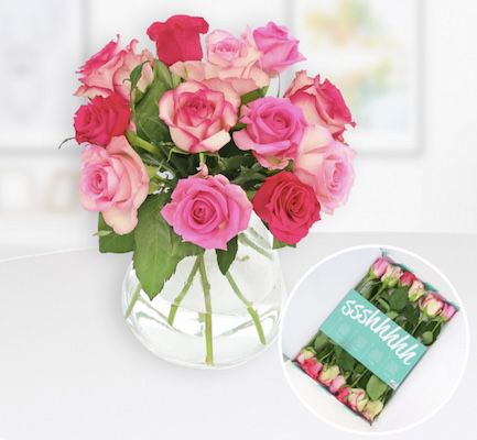 🌹 Rosenbox mit 12 frischen Rosen Rosa für 15,90€ (statt 21€)