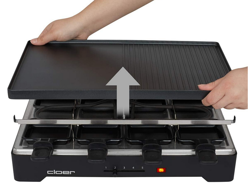 🥩Cloer 6446 Raclettegrill 8 Pfännchen mit Grillfunktion für 49,99€ (statt 67€)