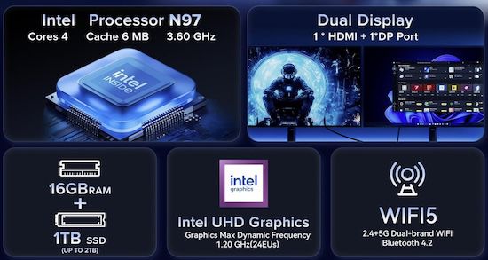 💪 NiPoGi Essenx E1 Mini PC mit N97 + 1 TB für 199,27€ (statt 290€)