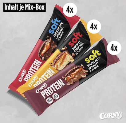🍫 12er Pack Corny Protein Soft Mix Pack mit 30% Eiweiß für 11,58€ (statt 17€)   unter 1€ je Riegel