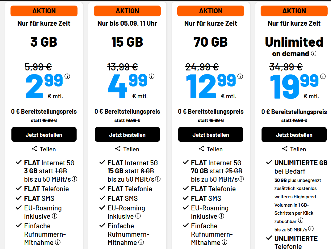 🔥 Sim.de Allnet Flat mit 50GB 5G für 8,99€ mtl. + keine Anschlussgebühr