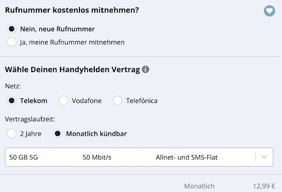 🚨 Telekom 5G Allnet Flat mit 50GB für 12,99€   mtl. kündbar 14,99€