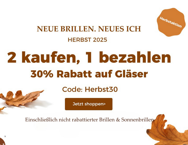 Firmoo Herbst Sale: Zwei Brillen kaufen – nur eine bezahlen & 30% Rabatt auf Gläser