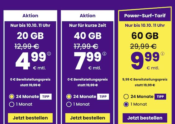 📲 sim24 Allnet Flat mit 60GB 5G für 9,99€ mtl. + monatlich kündbar!