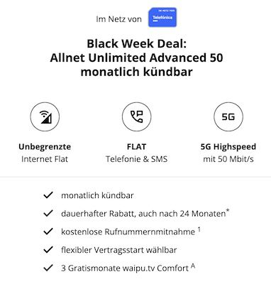 🔥 o2 Allnet Flat mit unlimited 5G für 14,99€ mtl.   Monatlich kündbar!