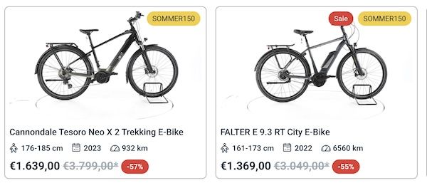 🚲 ReBike: 150€ Rabatt auf ausgewählte refurbished Marken E-Bikes + 2 Jahre Garantie 🚲 ReBike: 150€ Rabatt auf ausgewählte refurbished Marken E Bikes + 2 Jahre Garantie
