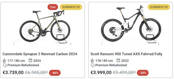 🚲 ReBike: 150€ Rabatt auf ausgewählte refurbished Marken E-Bikes + 2 Jahre Garantie 🚲 ReBike: 150€ Rabatt auf ausgewählte refurbished Marken E Bikes + 2 Jahre Garantie