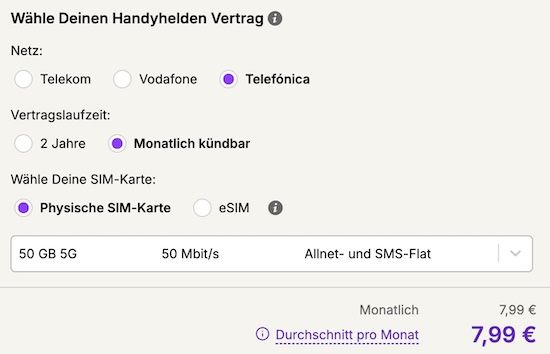 📱 o2 Telefonica Allnet Flat mit 50GB für nur 7,99€ mtl.   monatlich kündbar!