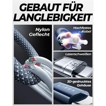 2er Pack LISEN USB C Schnellladekabel bis 240W für 6,49€ (statt 11€)