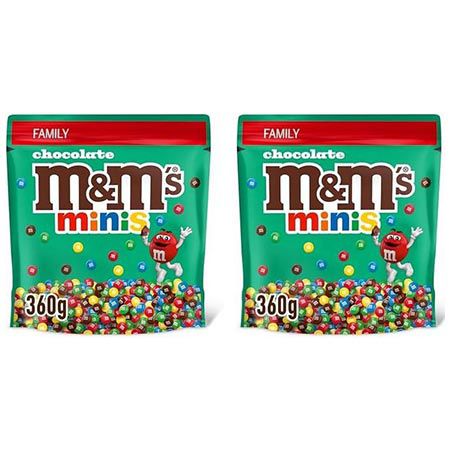 🤔 Fehler? 🍫 2er Pack M&M’s Chocolate Minis Schokolinsen, je 324g für 6,56€ (statt 10€)