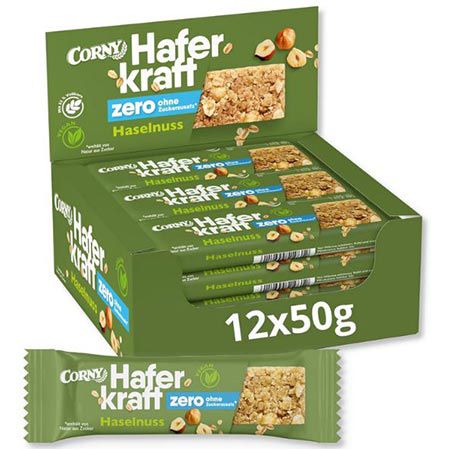 🍫 12er Pack Corny Haferkraft Zero Haselnuss Riegel ab 10,56€ (statt 13€)