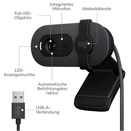 📷 Logitech Brio 100 Full HD Webcam mit Mikrofon für 29,90€ (statt 36€)