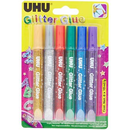 🖋️ 6er Pack UHU Glitter Glue Original Tuben, je 10ml für 1,99€ (statt 3,25€)