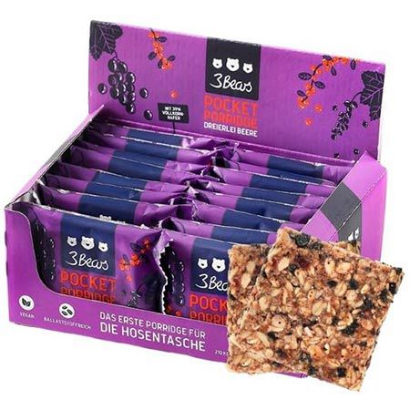 🍫 16er Pack 3Bears Pocket Porridge Haferriegel Dreierlei Beere für 25,97€ (statt 32€)
