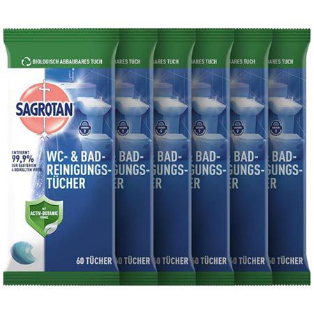 🚽 6 x 60er Pack Sagrotan WC-Reinigungstücher ab 15€ (statt 23€)
