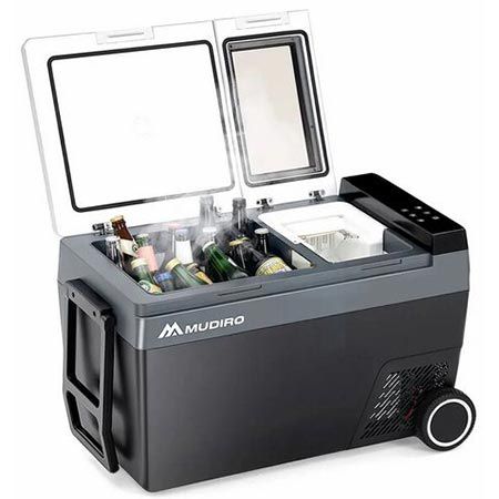 🧊 Mudiro Kühlbox mit Eisbereiter, 45L, 12/24V + 100/240V für 190,69€ (statt 226€)