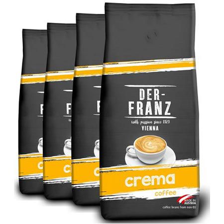 ☕ 4 x 1Kg Der-Franz Kaffee Crema Kaffeebohnen ab 46,25€ (statt 72€) – Nur 11,56€ pro Kilo!