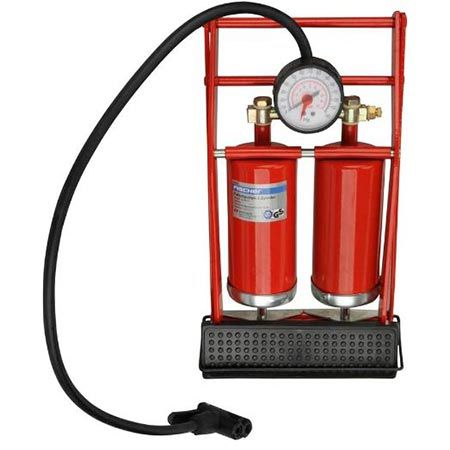 💨 Fischer 85582 Doppelzylinder Fußpumpe mit Manometer für 9,99€ (statt 17€)