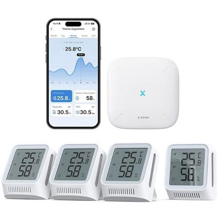 🌡️ 4er Pack X-Sense WLAN Hygrometer & Thermometer + Basis für 62,99€ (statt 90€)