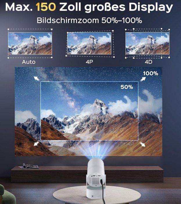 📺 AUBOR MENTECH 1080p Akku Beamer mit WiFi6 & Android für 59,99€ (statt 100€)