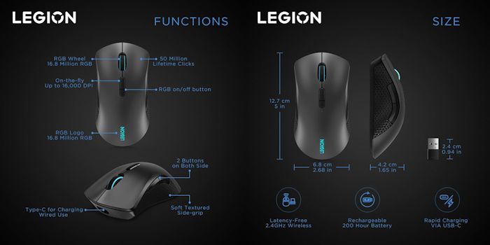 🖱️ Lenovo Legion M600 Gaming Funkmaus für 25€ (statt 35€)